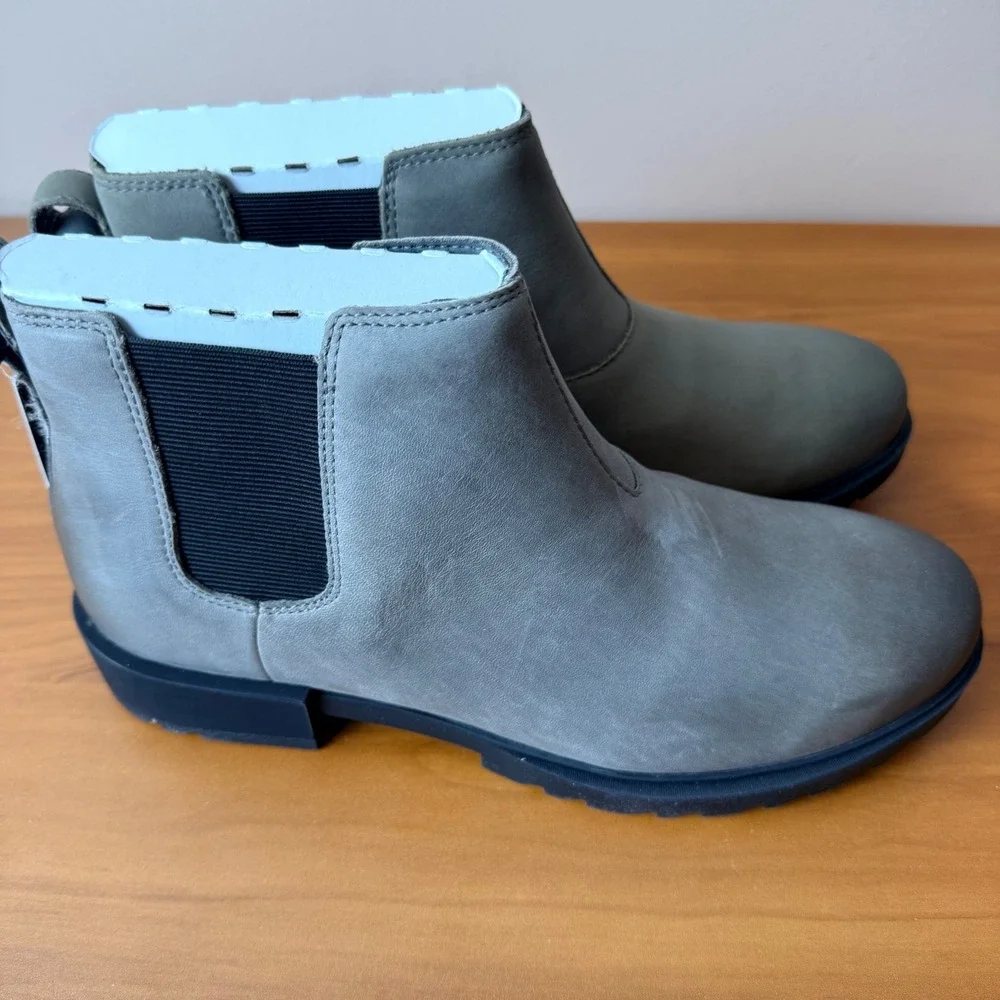 Sorel Womens Emelie II Chelsea WP Waterproof Leather Boots Quarry‎ Grey